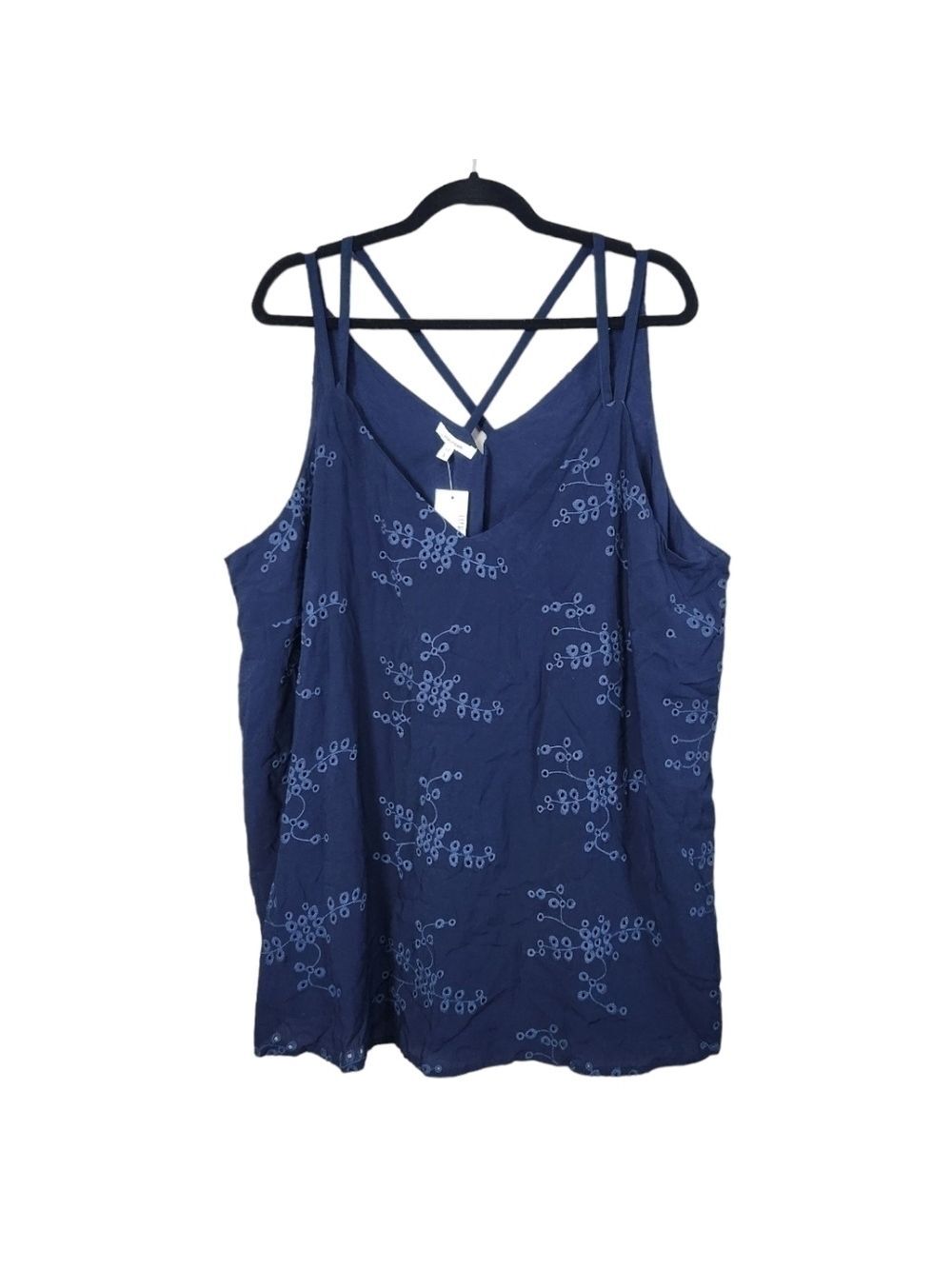 NWT Maurices Navy Cross Strap Lightweight Tank Plus Size 3